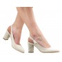 Pantofi dama eleganti decupati nud cu toc floral , 6 cm - NA101NUD